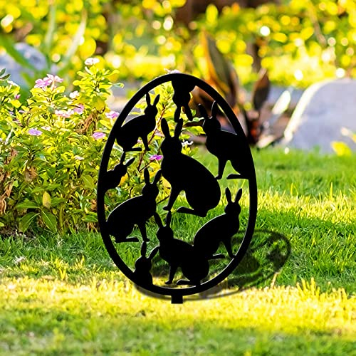 Ostereier Gartenstecker Osterdeko Gartendeko Acryl Ostern Dekorativer Stecker Ostereier Garten Stecker Ostern Frühling Stecker Frohe Ostern Garten Dekoration Ostern Dekoration für (B-Black, One Size)