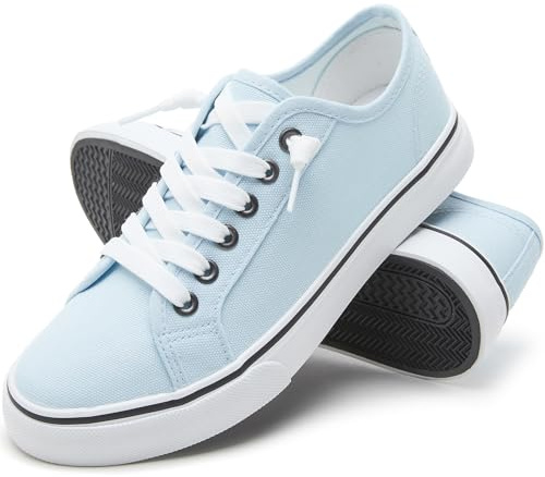 Women Canvas Sneaker Slip On Non Slip Casual Shoes Lace Up Canvas Low Top White Shoes Loafers for Women Fashion Black Sneaker Shoes(Blue,US7)