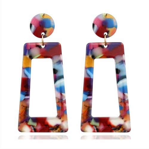 Wendalern Harz Runde Baumeln Ohrringe Acryl Geometrie Kreis Tropfen Ohrringe Vintage Disc Aussage Ohrringe Multicolor Runden Kreis Ohrstecker Schmuck Für Frauen Mädchen