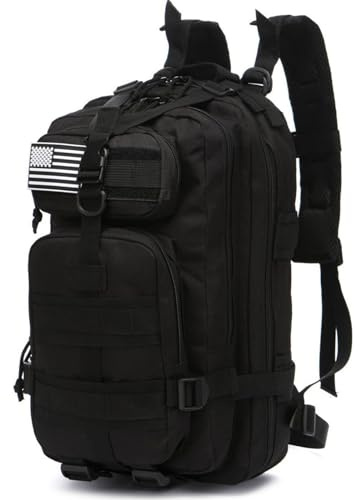 Thuram Mochila de 20 Litros Duradera de Nylon Impermeable para Pesca, Militar, Táctica, Deportes al Aire Libre, Senderismo, Casual, Mochilas Diarias, Black, 20L, Casual