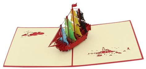 GRIRIW 1Stk Weihnachtssegelkarte Party-Nachricht-Karte Schiffs-Popup-Karte einladungskarten Weihnachtskarten Weihnachtsgeschenkkarte Grußkarten Weihnachtsgrußkarte Gruß 3D-Papier Kiri