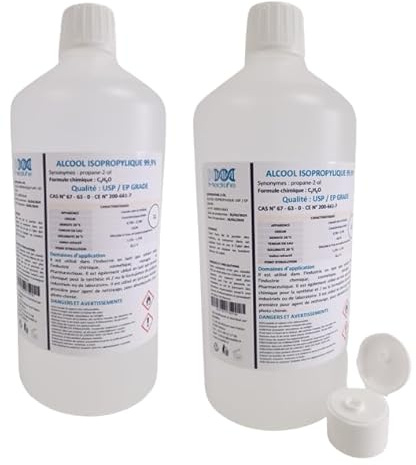 2 x 1 L ISOPROPYLISK ALKOHOL 99,9 % extra ren - Frankrike garanterad isopropanol, perfekt som lösningsmedel, rengöringsmedel och avfettningsmedel (2L)