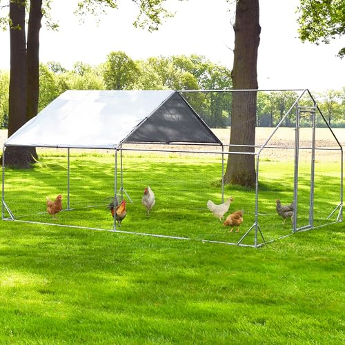 zooprinz XXL Freilaufgehege Metall – Hühner Voliere 400x300x195 cm | Außengehege mit Sonnendach & Regenschutz – Auslauf für Hühner, Hasen und Kleintiere, als Hühnerstall oder Hasenstall