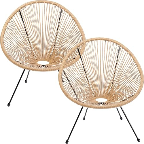 Kare Design Gartenmöbel Set Acapulco, 2er Set, Natur, Indoor und Outdoor Sitzgruppe im Retro-Design, 2X Sessel, Gartenstühle, Lounge-Möbel für Balkon, Garten, Terrasse, Stahl, 85x73x78 cm (H/B/T)
