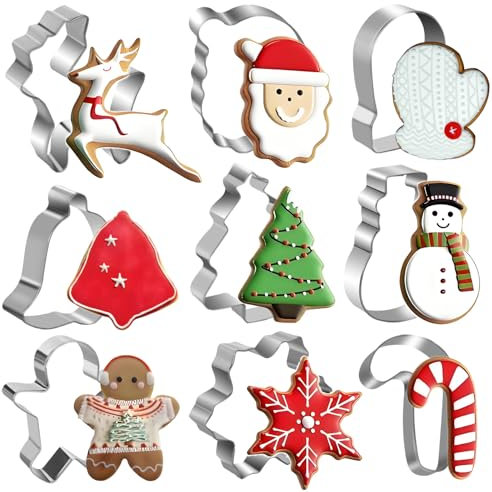 Ausstechformen Weihnachten, 12 Stück Ausstecher Weihnachten Keksausstecher aus Edelstahl Linzer Ausstecher von Schneeflocke Baum Weihnachtsmann