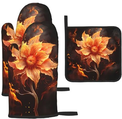 Lot de 3 gants de cuisine et maniques résistants à la chaleur - Maniques en silicone antidérapant pour la cuisson et le barbecue