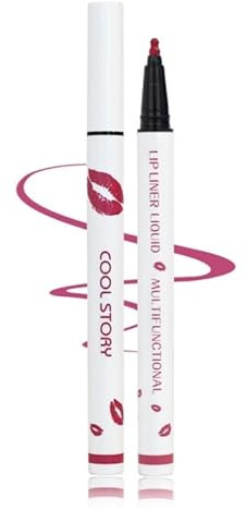 Cool Story Longwear Liquid Lip Liner, Matt Lip Stain Marker, 2-in-1 wasserfester Lippenstift Lip Liner, wasserfester, schnell trocknender, langlebiger, mattierter Flüssig-Lippenstift (02#, One Size)