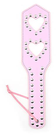 Erotisches Leder-Paddel mit Nieten, Peitsche und Flogger für SM-Spiele,Bondage Fetisch Spanking Paddel sex Leder Nieten Herz Peitsche Erotik SM Slave Gerte Bettfesseln (Pink)