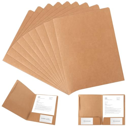 APACALI 16 stycken presentationsmapp A4, kraftpapper dokumentmapp a4 kartong med visitkortsspår, samlarmapp a4 underskriftsmapp mapp kartong för filer, rapporter, brun
