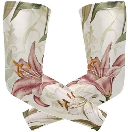 WDdZzyy Italien Lilie Lilium Schönheit Blumen Ärmel Armabdeckungen (1 Paar), UV-Sonnenschutz, Ärmel-Armabdeckung für Männer, Tattoo-Abdeckung, M, Italienische Lilie Lilium Beauty-Blumen, 1 size-M