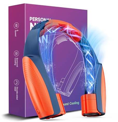 AI Ventilatore da collo portatile con 6 potenti velocità, 8000 mAh, a batteria, ricaricabile USB-C, ventilatore da collo a 360°, ventilatore personale ultra silenzioso, per donne, uomini, ufficio