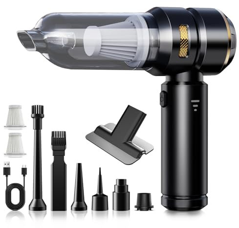 KITBEZN Aspirateur à Main, 18000Pa Mini Portable Aspirateur de Voiture Puissant, 3 Vitesses Aspirateur à Main sans Fil avec Moteur sans Brosse, pour Poils d'animaux, Voiture, Maison, Noir