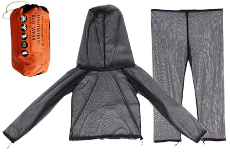 Tuxxjzm Fly Net Clothing - Tuta protettiva integrale a prova di mosca, pantaloni in rete traspirante con custodia per il trasporto, per arrampicata, escursionismo, attività all'aperto, XXL, Refer to