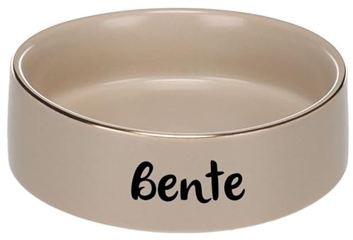 Personnalisable Bol pour Chien en céramique Rond 1200 ML Beige (L) – Lourd & Stable, antidérapant – pour Grand Chiens – personnalisé avec prénom – Petslino