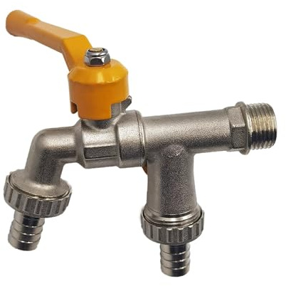 conector roscado, Adaptador de grifo for manguera jardín (1 pieza), conector for tanque agua IBC 1/2, junta latón for riego 2 vías y 1 vía(C 1pcs)