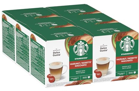 STARBUCKS Hazelnut Macchiato by Nescafé Dolce Gusto, Torréfaction Brune, Capsules de Café 6 x 12 (72 Capsules)
