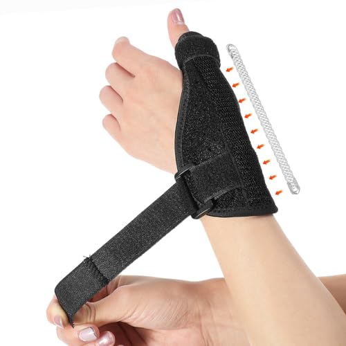 QFGasre Soporte para el pulgar, unisex, con correa, férula de dedo para pulgar para mano derecha o izquierda, soportes de muñeca y férulas, se adapta a 7.5-8.5 pulgadas, S/M negro