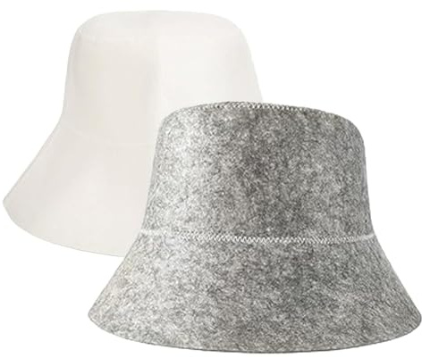 2-Piece Sauna Hat Set (Grey and White) | 28x22 Size Home Sauna Accessories for Bathhouse and Spa Use