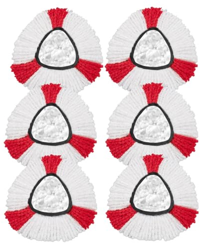 Lot de 6 têtes de Rechange serpillière compatibles avec vileda Turbo, serpillère de Rechange compatibles avec Vileda Mop 2 en 1, Recharge Têtes de Balai Serpillère Convient à Tous Les Types de Sols