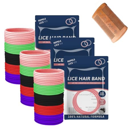 40/60/80/100 Stück Anti läuse Haargummi Set Mit Läusekamm Gegen Kopfläuse Buntes Elastisches Anti Läuse Haargummi Enthält Ätherische Öle Sicher Gesund Natürlich und Wirksam (60 pcs)