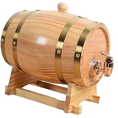 YWJLQH Barril de Roble Incluye Soporte Dispensador con Grifo Recipiente de Almacenamiento para Vino Cerveza Y Whisky Hecho de Madera Duradera Adecuado para B, 3L, Individual