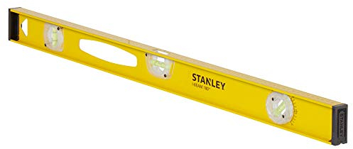 STANLEY Nivel perfilado de aluminio, 80 cm, 3 burbujas (horizontal, vertical y graduable), regla en centímetros, extremos protectores, precisión +/- 1.5mm/m, 1-42-921