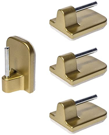 Liedeco Gardinenhaken selbstklebend für Scheibenstangen Standard, für 11 mm Cafehausstange, 4 STK, (Klebehaken, Gold matt)