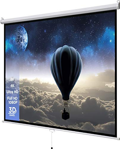 celexon Basic Rollo-Leinwand 110 | 200x200 cm 1:1 | ausziehbare Full-HD 4K Beamer-Leinwand für Heimkino oder Büro-Präsentationen | Projektionsleinwand geeignet zur Deckenmontage oder Wandmontage