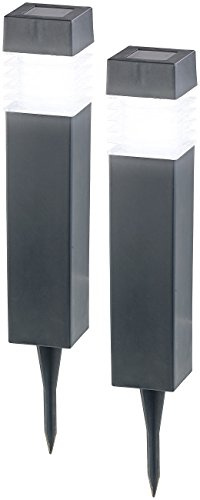 Lunartec LED-Solarleuchten: 2er-Set Moderne Solar-LED-Wegeleuchten mit Dämmerungs-Sensor (Solarlampen-Set, Solar-Gartenleuchte, Garten)