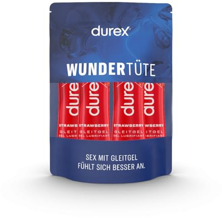 Gleitgel wasserbasiert mit Erdbeergeschmack Durex Play Sweet Strawberry 4x 50ml in praktischer Dosierflasche