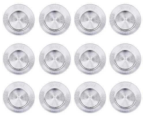 URBN-CHEF 33cm Plastic Christmas Charger Plates (Silver - Starburst, 12)