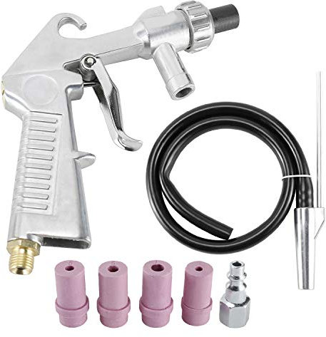 Air Sand Blaster Kit Blasting Grit Shot Sandblaster Siphon Feed Gun Nozzle Tube Rust Remove Abrasive Sand Blasting with 4Pcs Ceramic Nozzle Tips for Sandblast Cabinets