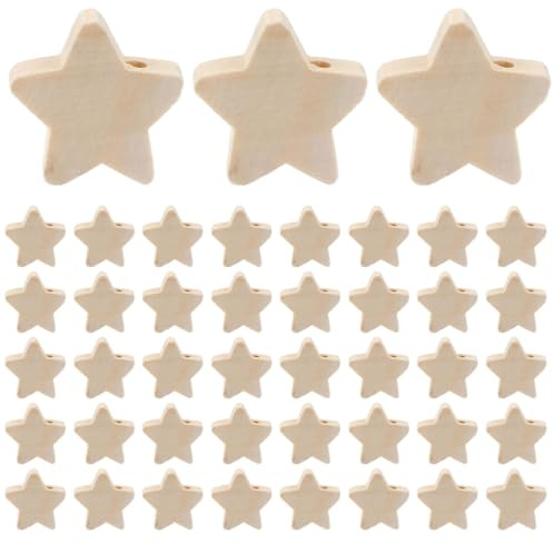 SUPVOX 100 Stücke Holzperlen Stern Ball Holz Lose Perlen Unvollendete Spacer Perlen für Diy Schmuck Handwerk Machen