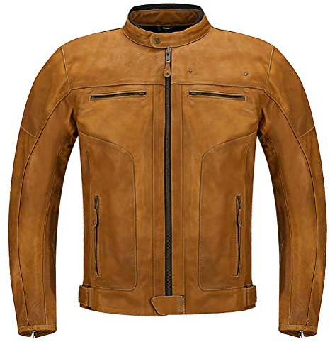 MTTKTTBD Retro Leder Motorradjacke Motorrad Jacke Herren Damen Wasserdicht Winddicht mit Protektoren Protektoren Jacke Roller Biker Touren Schutzjacken Motorradschutzjacke