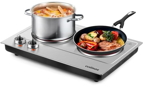 Hot Plate,CUSIMAX Portable Electric Hot Plates for Cooking,1800W Dual Infrared Burner with Adjustable Temperature Control,Electric Ceramic Glass Stove for Stainless Steel,Easy Clean for Home, Dorm, RV