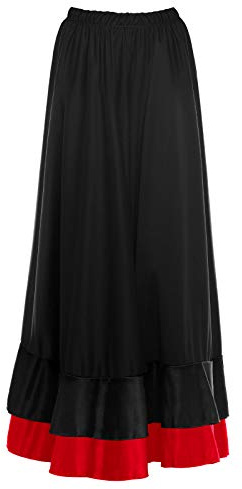 Jupe flamenca femme longue noire volant double rouge [tailles Adulte S à XXL] 【Taille M】 Essayo Baile danse déguisement