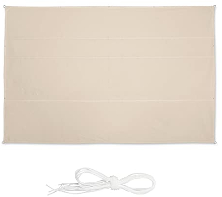 Relaxdays Tenda da Sole per Esterni Rettangolare, 5 x 7 m, Idrorepellente, Anti UV, Terrazza e Giardino, Beige