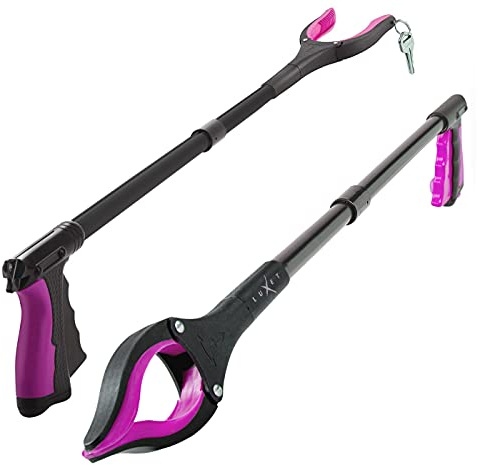 Grabber Reacher Tool - 2 Pack - Latest Version Long 32 Inch Foldable Pick Up Stick - Strong Grip Magnetic Tip Lightweight Trash Picker Claw Reacher Grabber Tool Elderly Reaching - by Luxet (Pink)