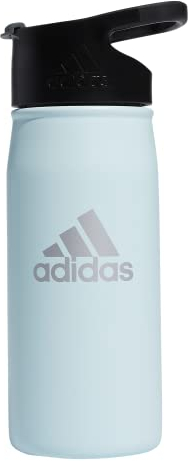 adidas Unisex 450 ML (16 oz) Metal Water Bottle Tumbler, Almost Blue/Black/Onix Grey, 16 Ounces