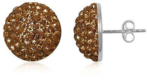 EYS JEWELRY Ohrstecker Damen Halbkugeln rund 925 Sterling Silber Preciosa Elements Glitzer Kristalle Damen-Ohrringe