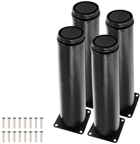 Cjueiom 4Pcs Stainless Steel Adjustable Furniture Legs, 200mm, Black