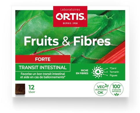 Ortis fruits & fibres forte transit intestinal 12 cubes à mâcher