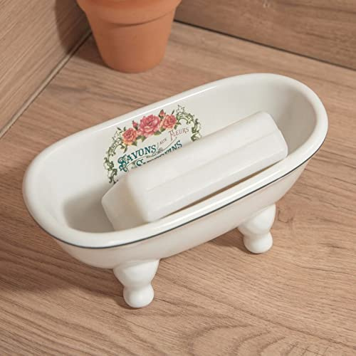 Ceramic Mini Bathtub Soap Dish Decortative Clawfoot Bathroom Soap Dish (Style 04)