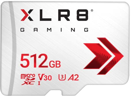 PNY XLR8 Gaming 512 GB Class 10 U3 V30 A2 microSDXC Flash Memory Card, Read speed up to 100MB/s, Ideal for smartphones, tablets, handheld consoles