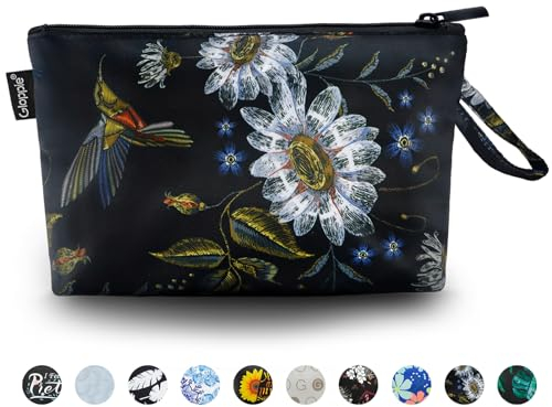 Gloppie Kosmetiktasche für Damen Kleine kosmetische Tasche Elegante Make-up Taschen Schminktasche Kulturtasche Kosmetik Beutel für Reisen, Urlaub und Alltag, Originelle Print-Motive & Kolibri