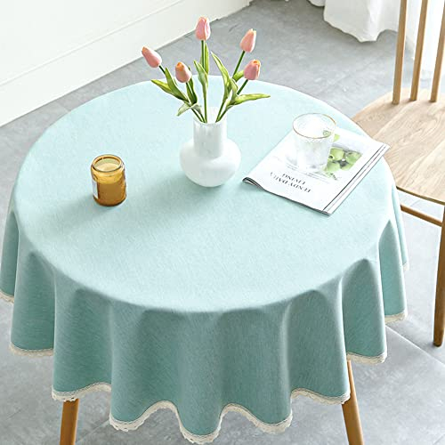 Lsimeru Abwaschbar Tischdecke Lotuseffekt Rund Outdoor 120 Mint Landhausstil Tischtuch Schmutzabweisend Waschbar Garten Hochzeit Tafeltuch Gartentischtuch mit Häkelborte