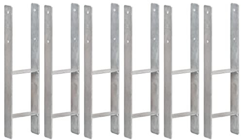 vidaXL 6x Pfostenträger Träger Pfostenanker H-Anker H-Träger Pfostenschuh Pfostenschuhe Feuerverzinkt Silbern 14x6x60cm Verzinkter Stahl