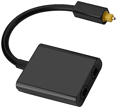 Optical Audio Adapter, Dual Port Toslink Digital Optical Audio Splitter Adapter 1 in 2 Out Audio Cable, Ideal for Connecting CD Players, DVD Players (Svart)