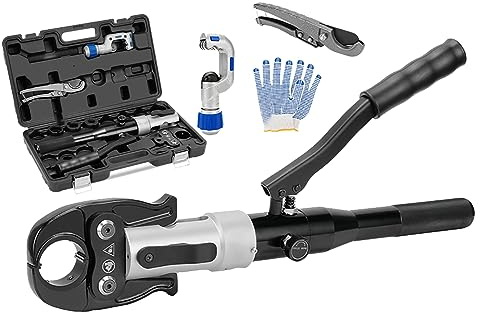 Hydraulische Kupferrohr-Rohrverschraubungs-Crimpzange, Pex-Crimpzange, Sanitär-Press-Crimpzange, Presszange mit 5 Crimpeinsätzen, für Aluminium-Kunststoff-, Edelstahl- und Kupferrohre VAU15/20/25mm