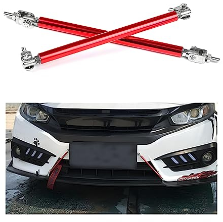 JNNJ 2Pcs Varillas de Soporte Ajustable del Labio de Modificación del Coche, Strut Barra para Parachoques Delantero, Divisor del Protector de Barra de Labio Trasero Delantero Universal(Rojo)
